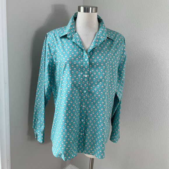 Lands End Womens 18 No Iron Supima Cotton Shirt Button Up Long Sleeve Blouse - Picture 1 of 9